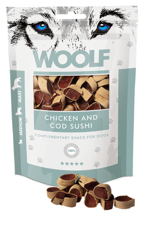 Woolf Hunde Snack Godbidder - Med Kylling & Torske Sushi - 100g