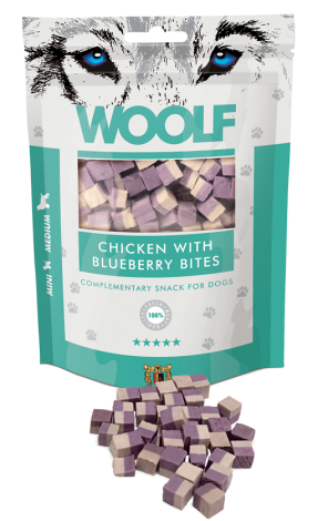 Woolf Hunde Snack Godbidder Kylling - Med Blåbær Bites - 100g