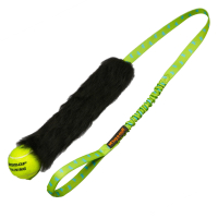 Tug-E-Nuff Bungee Chaser - Med Tennisbold & Sort Fåreskind - 112cm - Grøn