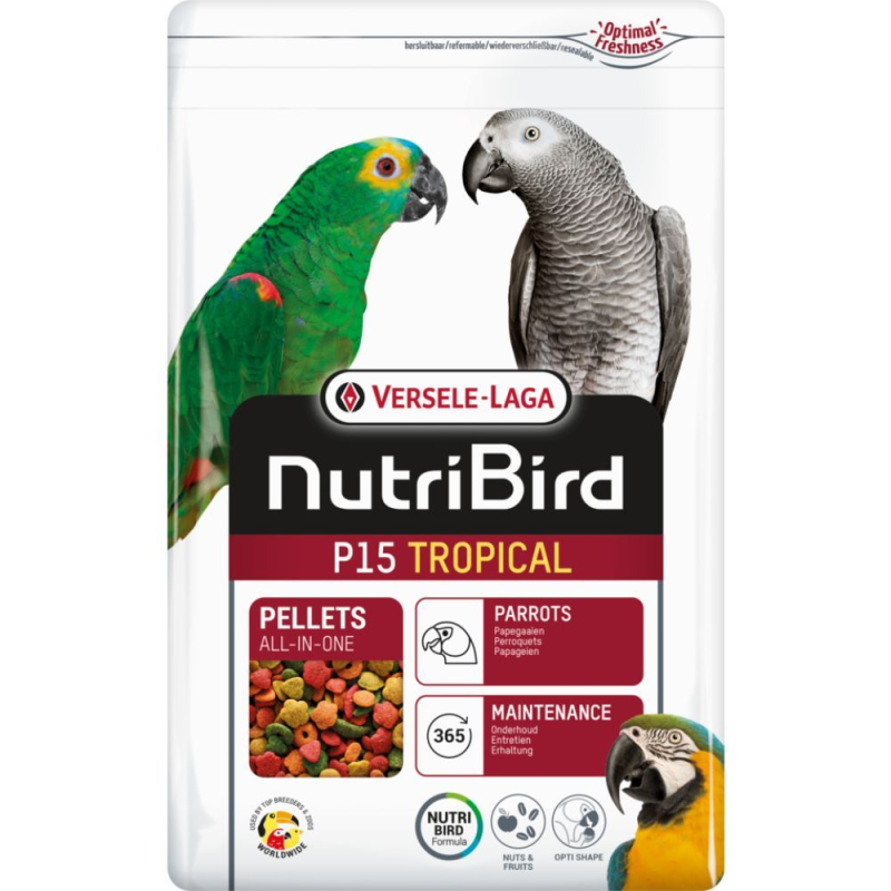 Se Nutribird P15 Tropical 3kg hos Dyreverdenen.dk