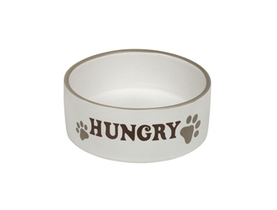Billede af Nobby Hunde Keramikskål Hungry - Creme - Ø15x6cm