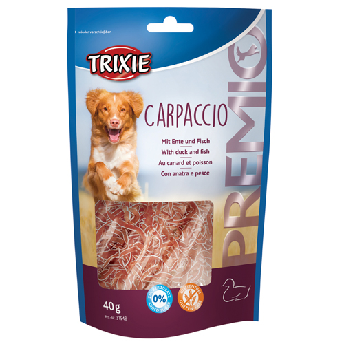 svær at tilfredsstille Hus sandhed Trixie Hunde Snack Godbidder Premio Carpaccio Med And Og Fisk - 40g