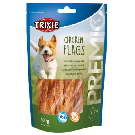 Trixie Premio Hunde Snack Godbidder med Kyllingefilet - Flags - 100g - Sukkerfrie - Glutenfrie - 65% Kød
