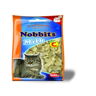 Starsnack Nobbits Katte Snack Godbidder med Mælk - 75g - Vitamin C