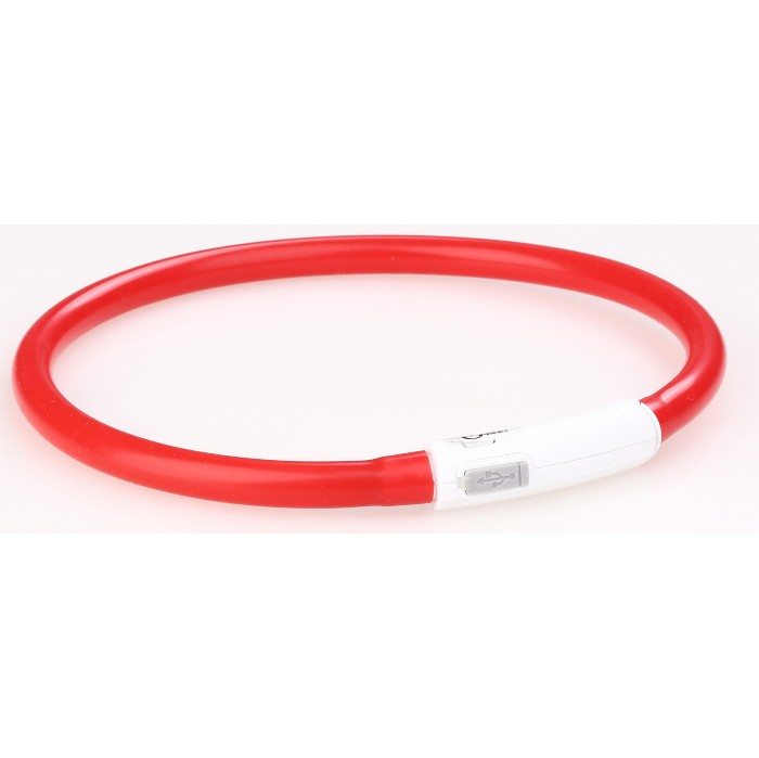 Hunde Lyshalsbånd - Med USB Kabel - Rød - 25-70cm