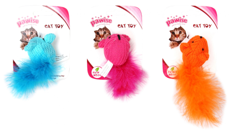 PaWise Kattelegetøjs Uldmus - Med Catnip - Flere Farver
